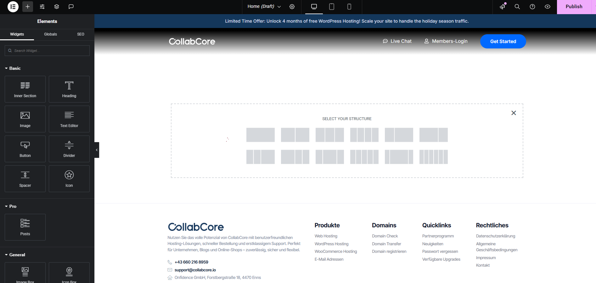 Elementor-drag-and-drop-editor-page