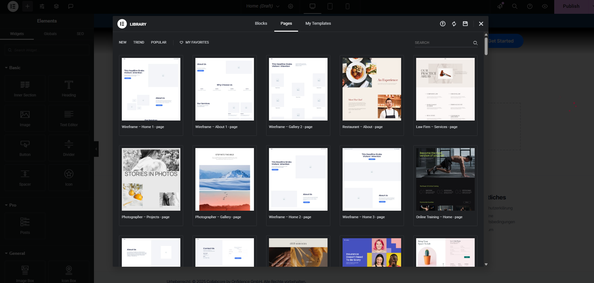 Elementor free templates overview